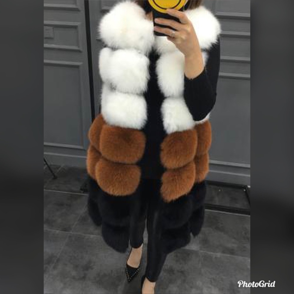 Women’s multicolored 3 quarter fur vest